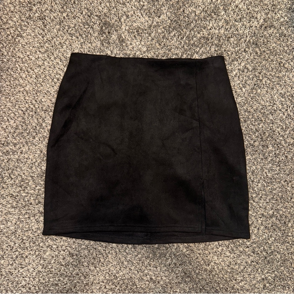 Better Be Black Suede Mini Skirt